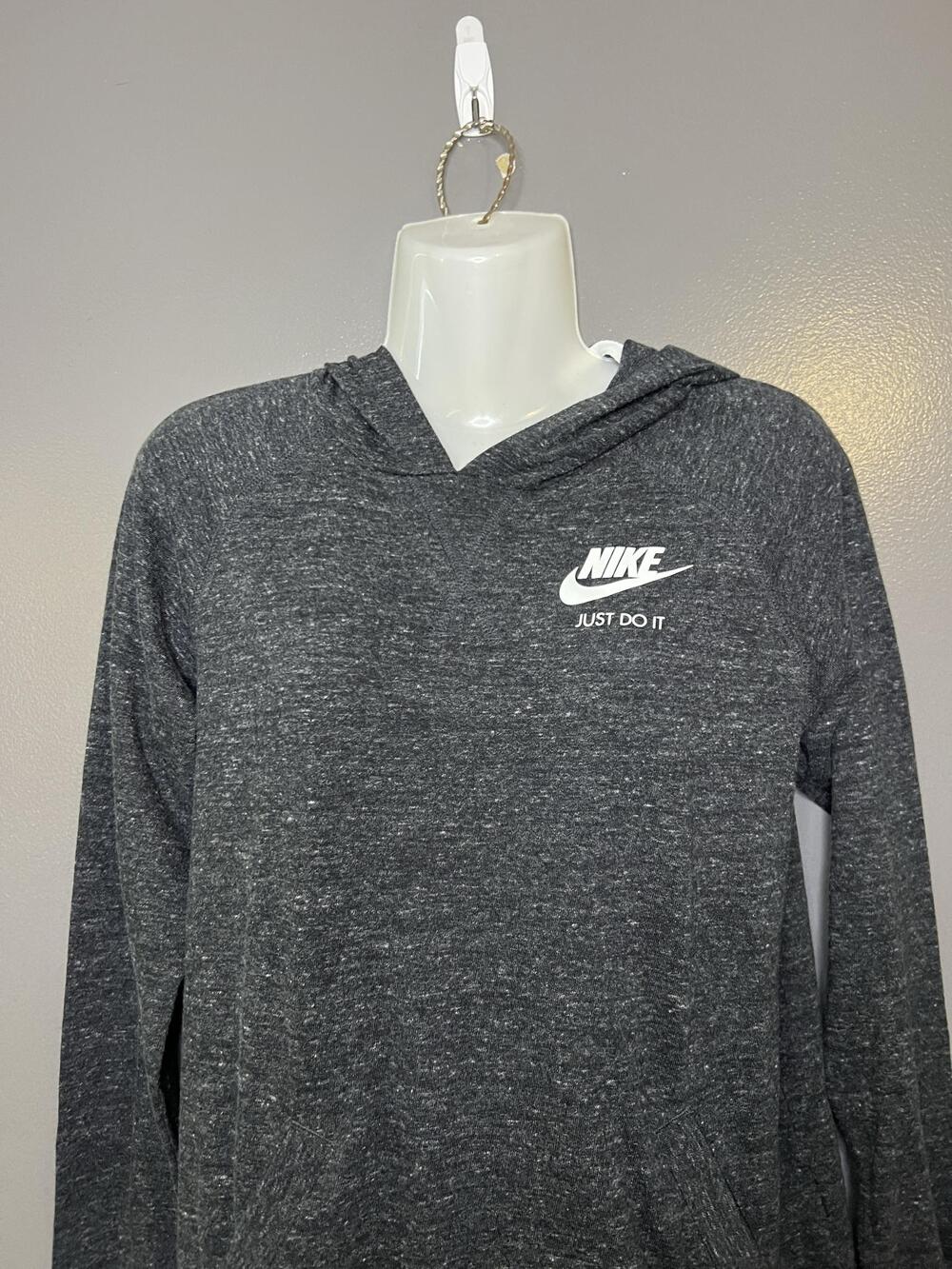 Nike Hoodie Womens XL Gray Just Do It V Neck Pullover Tunic Sweatshirt Knit